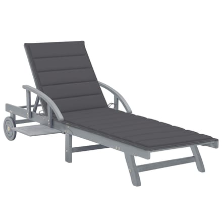 vidaXL - Ligbed - met - kussen - massief - acaciahout