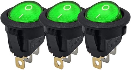 ProRide Wipschakelaar ON-OFF KCD2-12 - 3-pins - Rond - 12V/20A - Groen - 3 stuks