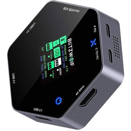 BlitzWolf 8in1 docking station BW-TH16 USB 100W LCD Smart Display USB hub