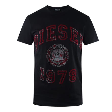 Diesel T-shirt Met Groot Design, Zwart