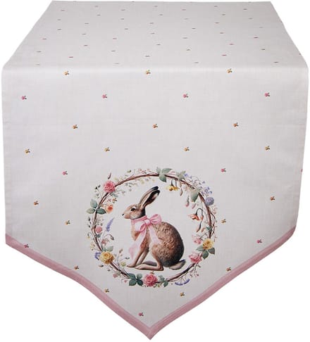Clayre & Eef Tafelloper 50x160 cm Beige Katoen