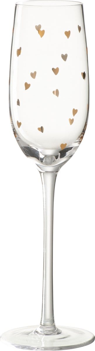 J-Line glas champagne Hart - glas - transparant/goud