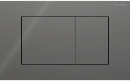 Geberit Sigma40 bedieningsplaat - 2-toets spoeling - extra dun - vierkante knoppen - glas - glans lava (grijs)