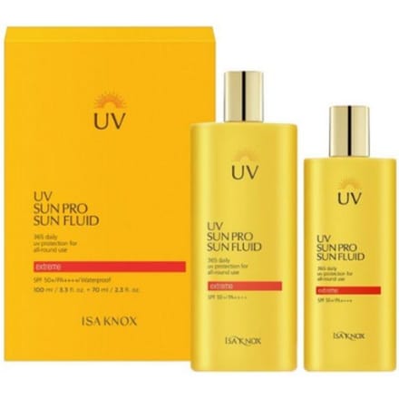 ISA KNOX Fluide Solaire UV Pro 365 Extreme SPF50+ PA++++ 100ml + 70ml Ensemble Crème Solaire Coréenne yellow