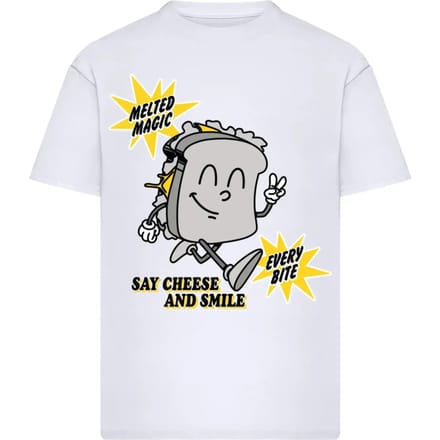 Mister Tee - Cheese And Smile Oversize Heren Tshirt - M - Wit