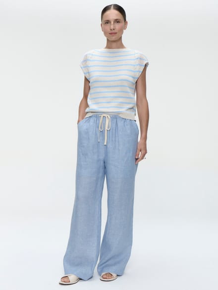 Top E26029 | Ecru Blue - Ecru Blue / S