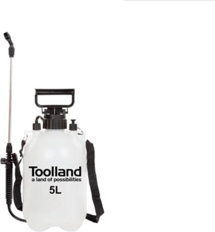 Toolland Drukspuit, sproeilans, regelbare sproeikop, niveau-indicator, draagriem, 5 liter, pompsysteem, wit/zwart