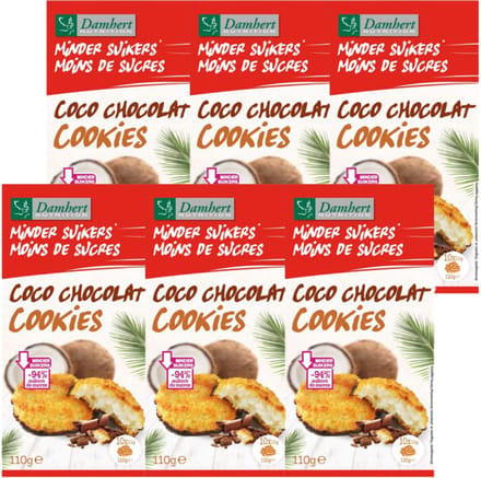 Damhert | Minder Suikers Kokoskoek Chocolade | 6 stuks | 6 x 110g