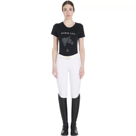 T-shirt met paardmotief en strass voor dames Equestro