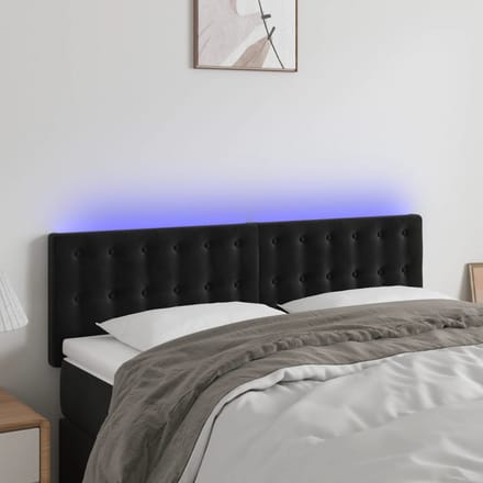 vidaXL - Hoofdbord - LED - 144x5x78/88 - cm - fluweel - zwart