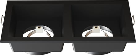 Ledvion – LED Inbouwspot Dubbel Vierkant 162x85mm – Zwart – Dimbaar – GU10 – IP20
