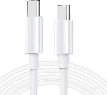 USB-C naar USB-C - 120W 5A - 1 Meter - Snelle oplader en data kabel adapter - geschikt voor laptop, telefoons, tablets etc. - Snellader - wit