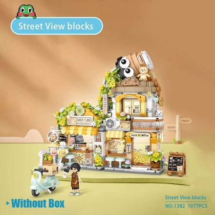 LOZ - Panda World - Teddy Bear Coffee Shop | Mini Block Building Set | Build and Create No. 1382