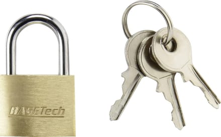 Basetech 1362630 Hangslot 19.7 mm Verschillend sluitend Goud-geel Sleutelslot
