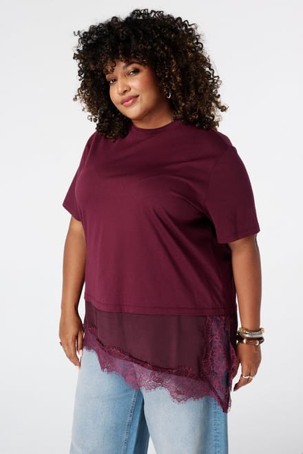 MS Mode T-shirt T-shirt met kant