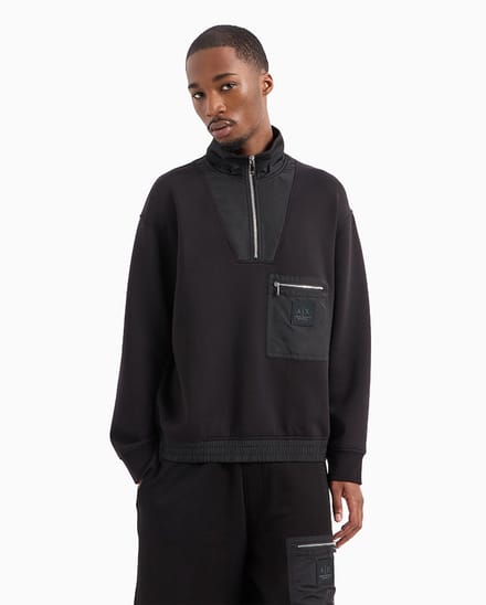 Armani Exchange Xm000083_af10818 Sweatshirt Met Halve Rits Zwart M Man