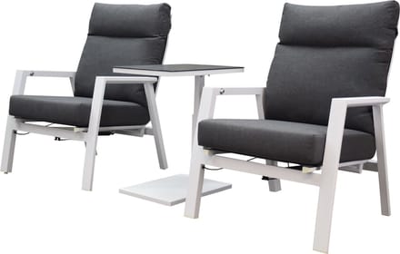 Vegas Tracy lounge balkonset 3 delig verstelbaar wit aluminium