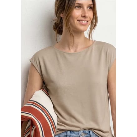 Shirt met hangende schouders en boothals
