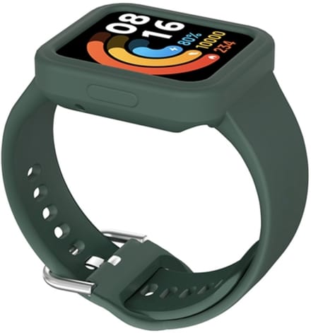 By Qubix - Siliconen band met case - Dennengroen - Geschikt voor Xiaomi Redmi Watch 2 (Lite)