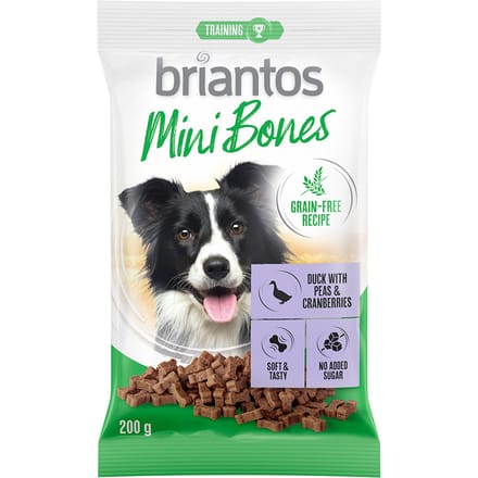 2x200g Briantos Mini Bones Zalm, Wortels & Tijm Hondensnacks