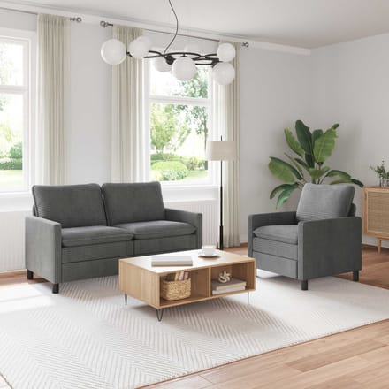 vidaXL - Bankstel - 2 - st - Lichtgrijs - Polyester