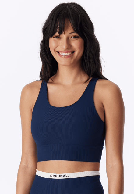 Bustier met fijne rib, kleur admiraalblauw - SCHIESSER Active M