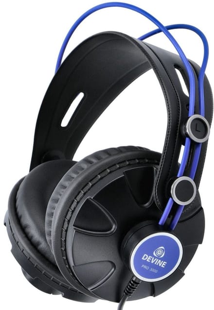 Studio hoofdtelefoon - incl. 6.35 mm adapter - Devine PRO 3000 Zwart