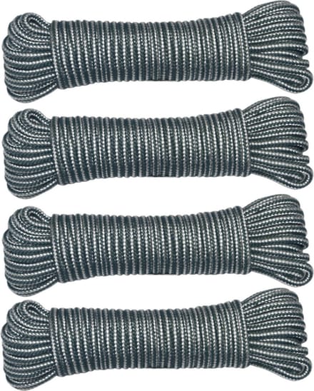 AMIG Paracord touw - 4x - 20 meter - D4mm - 100kg - PP/PE - legergroen/wit