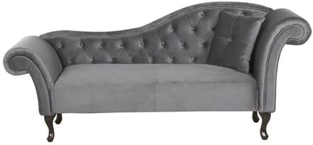BELIANI LATTES - Chaise longue - Grijs - Rechterzijde - Fluweel