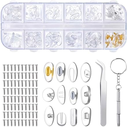 Brillen Neuspads - Reparatieset Bril - Bril Onderhoud - 12 Stijlen - 60 Paar - Transparant