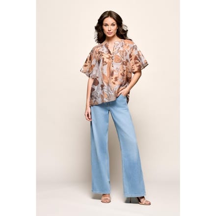 Felia Print Blouse Lichtblauw / Zand