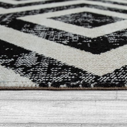Binnen- en buitenkleed Saga zwart-wit  160 cm rond