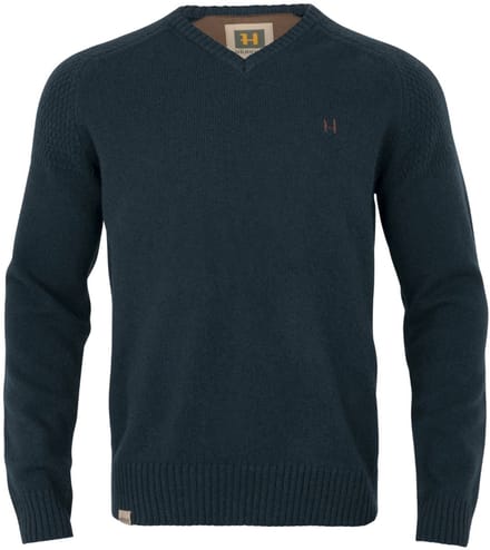 Härkila Vincent Merino V-Hals Pullover Outdoor V-Hals Pullover Scandinavische V-Hals Pullover Jacht V-Hals Pullover Trui Met V-Hals Dark Navy Maat -M