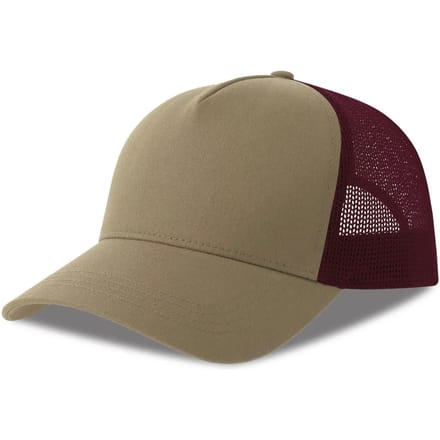 Atlantis Headwear Rapper Cotton-S Cap AT535 - Khaki/Burgundy - One size