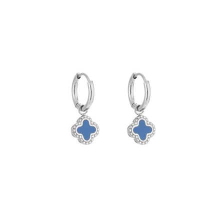 Bijoutheek Oorhangers Klaver Blue Zilver