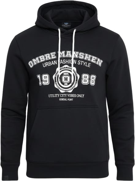 OMBRE Sweater - Regular Fit - Katoen - Lange Mouw Zwart M