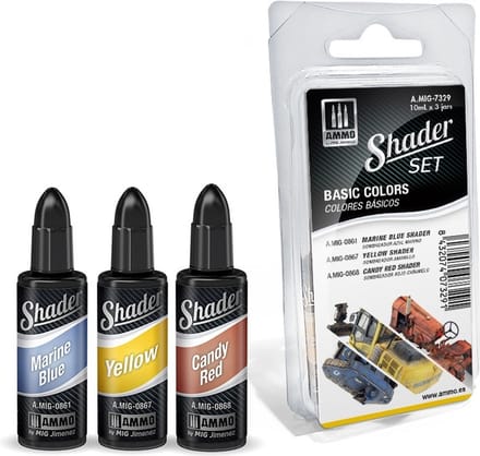 AMMO MIG Hobbyverf - MIG 7329 Shader Set - Basic Colors Verf set - 3x 10 ml