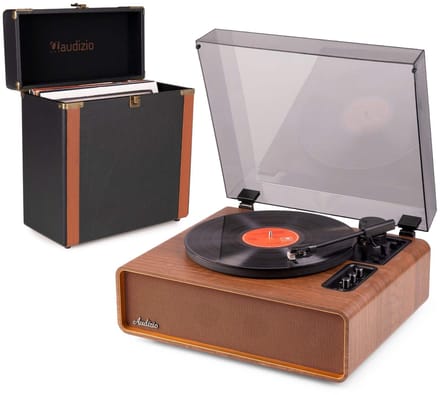 Premium platenspeler - Audizio Laredo - LP speler - Bluetooth platenspeler met platenkoffer - Bruin