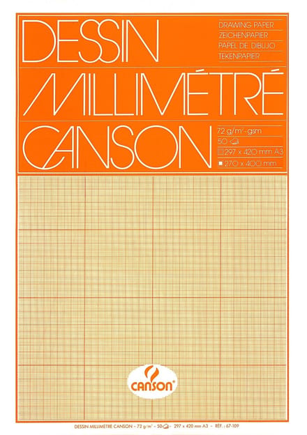 Millimeterpapier canson bruingeel bedrukt a3 wit | 10 stuks