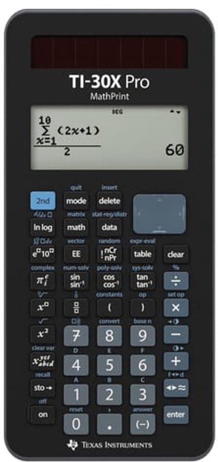 Texas Instruments TI-30X Pro MathPrint CAS calculator Black Display (digits): 16 battery-powered, solar-powered