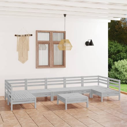 vidaXL - 8-delige - Loungeset - massief - grenenhout - wit