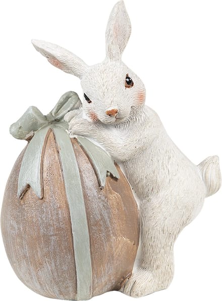Clayre & Eef Beeld Konijn 8x5x11 cm Beige Grijs Polyresin