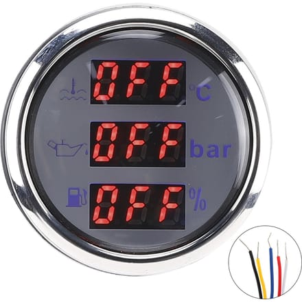 2 inch 3-in-1 Meter Koelwater Temperatuur Oliedruk Brandstofniveau Meter Europese Standaard 0‑190 Ohm White dial black