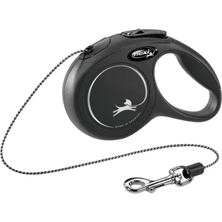 Flexi New Classic Koord - Hondenriem - Zwart - XS - 3 m - <8 kg