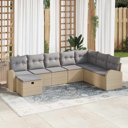 vidaXL Bankstel 8 st beige en lichtgrijs poly rattan