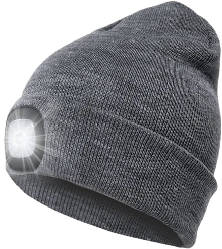S4D® - Muts LED Verlichting - Muts Heren en Dames - Sportmutsen - Beanie Muts - Hoofdlamp - Onze Size - Grijs