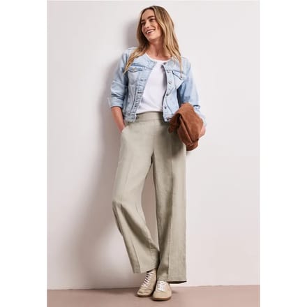 High Waist linnen broek met Wide Legs