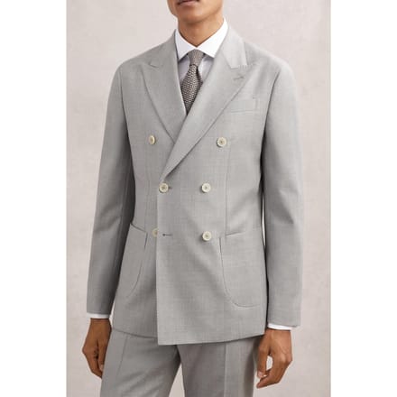 Reiss Db Peak Flannel Blazer Soft Grey Größe: 42 | Blazer Outlet | Herren | Grau