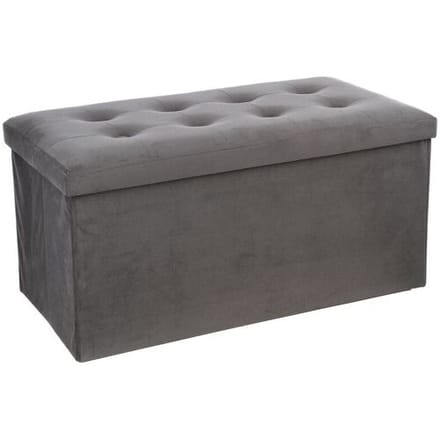 Atmosphera Poef/hocker - grijs - MDF/fluweel - 76 x 38 x 38 cm - opvouwbaar - opbergbox