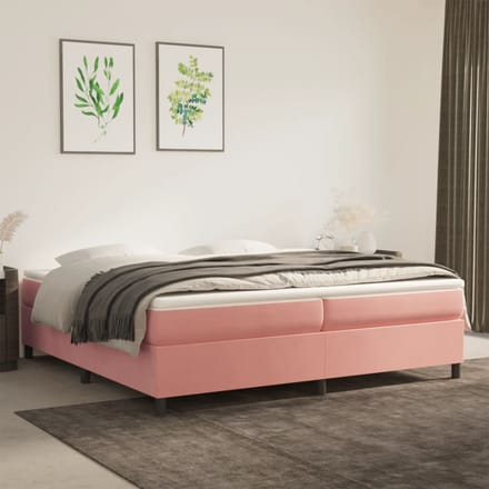 vidaXL - Boxspring - bed - fluweel - roze - 200x200 - cm